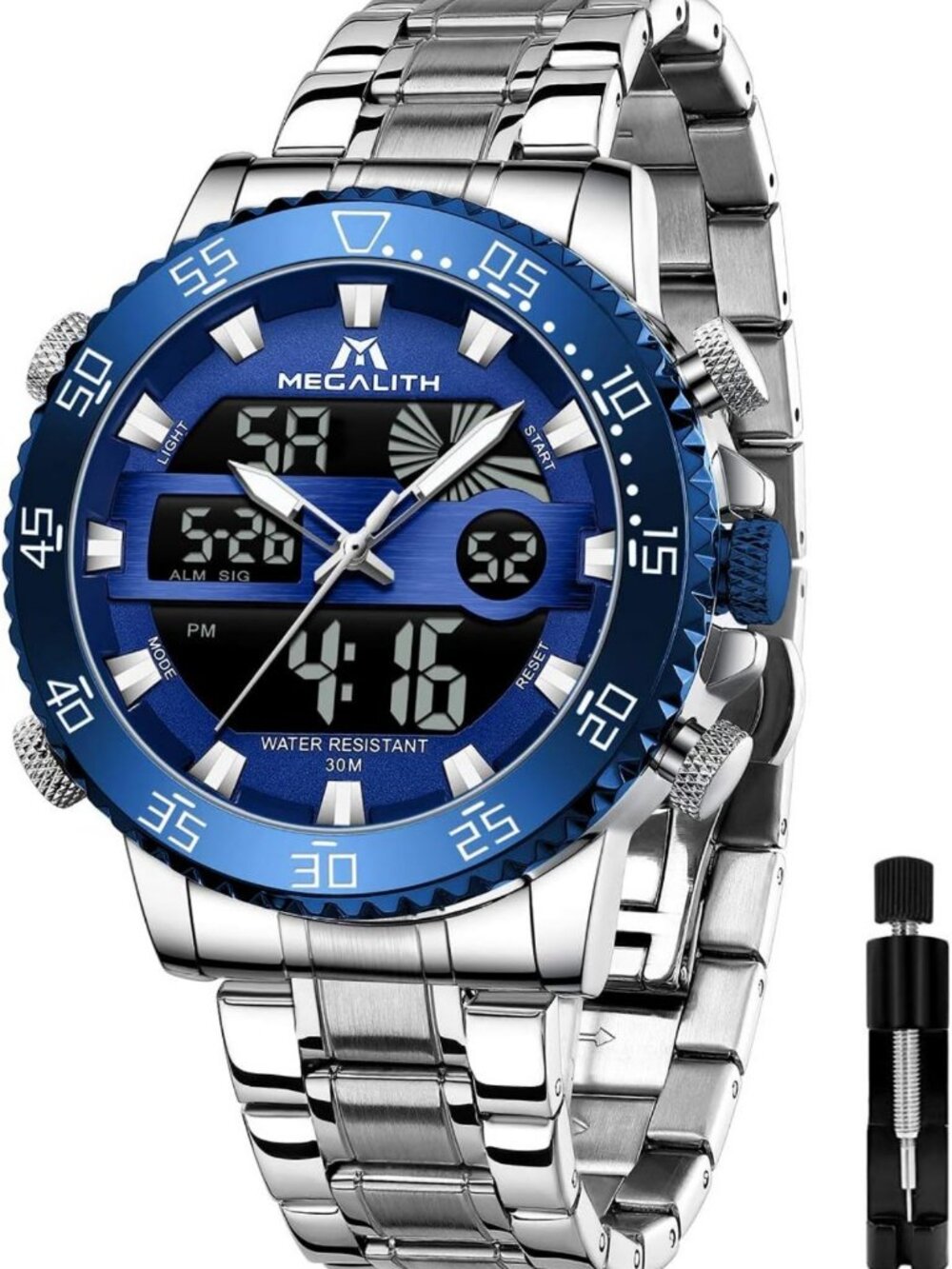 Stylish Waterproof Digital Sports Watch for Men - Big Face LED, Dual Time, Alarm